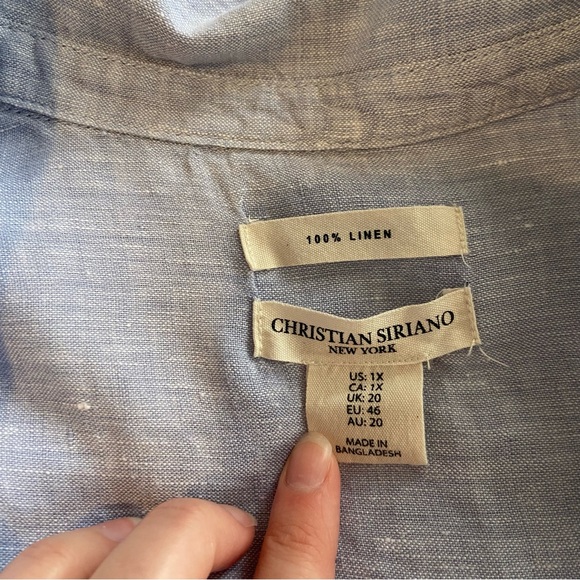 3/$20 Christian Siriano New York designer 100% linen v neck long sleeve top - Picture 11 of 11